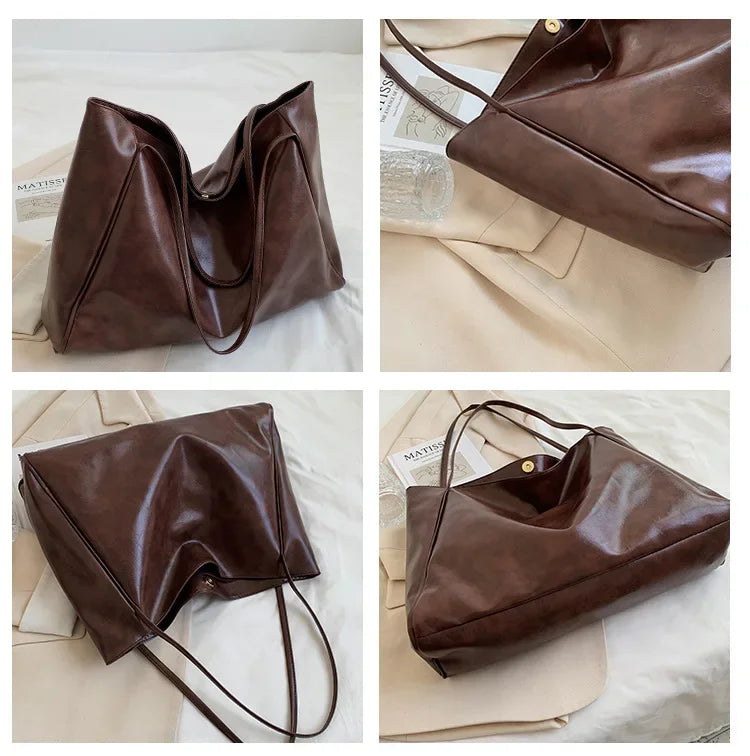 Women's shoulder bag – spacious, soft and elegant in a retro style