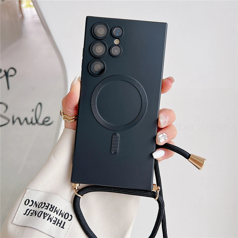 קייס לשרוך/קרוסבודי עם טבעת מגנטית (תואם MagSafe) לסמסונג