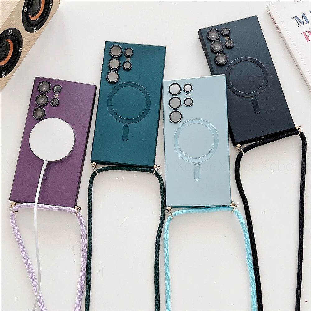 קייס לשרוך/קרוסבודי עם טבעת מגנטית (תואם MagSafe) לסמסונג